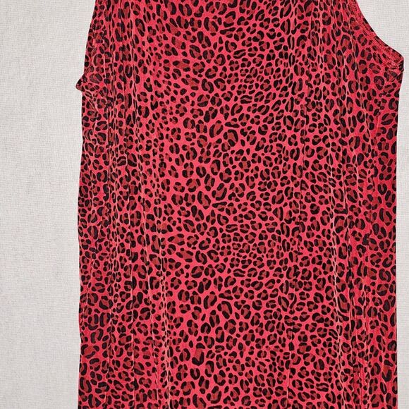 Red Black Leopard Dress XL Cruisewear Vacation Party Sexy Sleeveless Stretchy - Picture 3 of 9